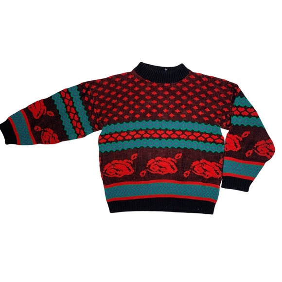 Vintage Retro 80’s Rose Print Sweater from Arielle - Picture 7 of 13